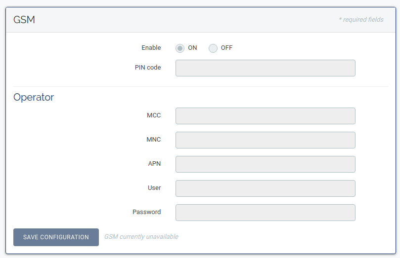 GSM configuration